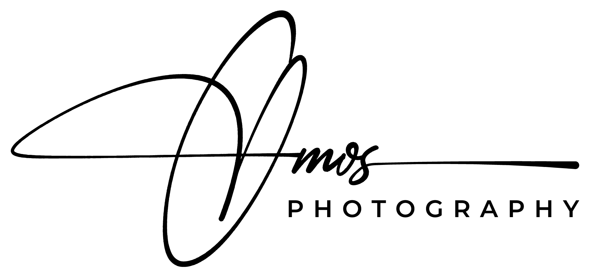 Logo for Amos Photography with a stylized, cursive signature and the word 'PHOTOGRAPHY' below it.